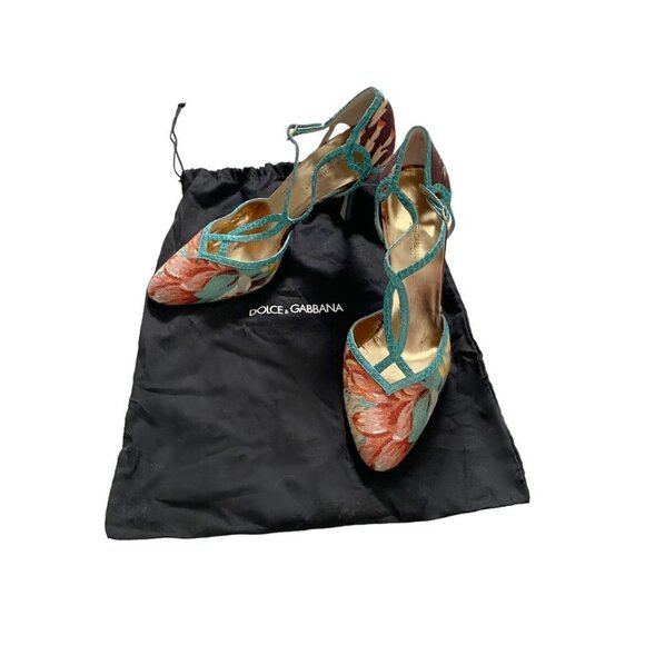 New Dolce&Gabbana Floral Closed Toe Strappy High Heels - Picture 9 of 9